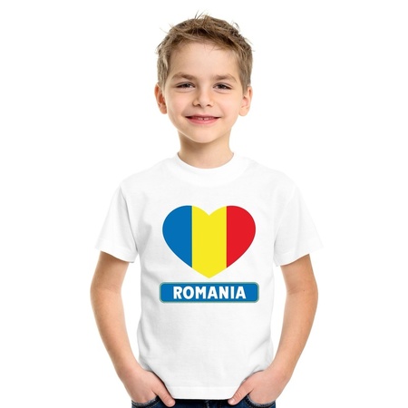 Roemenie hart vlag t-shirt wit jongens en meisjes