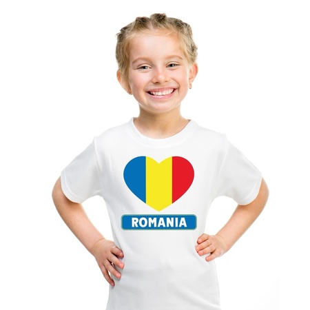 Roemenie hart vlag t-shirt wit jongens en meisjes