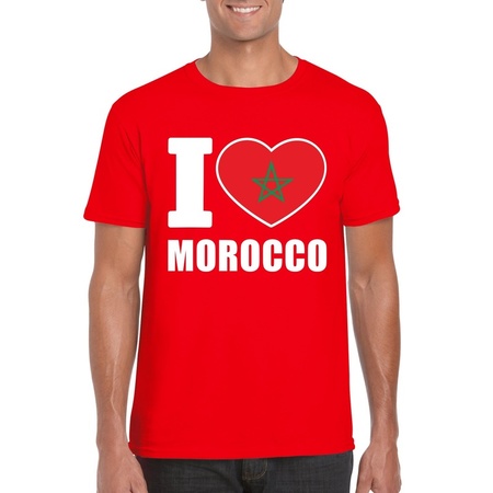 Rood I love Marokko fan shirt heren