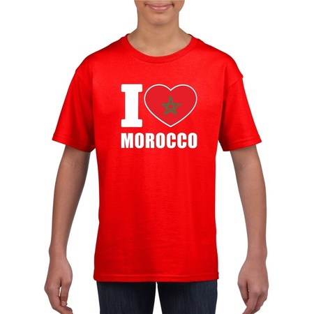 Rood I love Marokko fan shirt kinderen