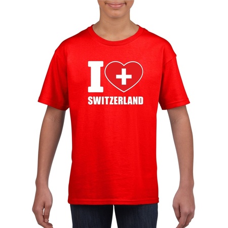 Rood I love Zwitserland fan shirt kinderen
