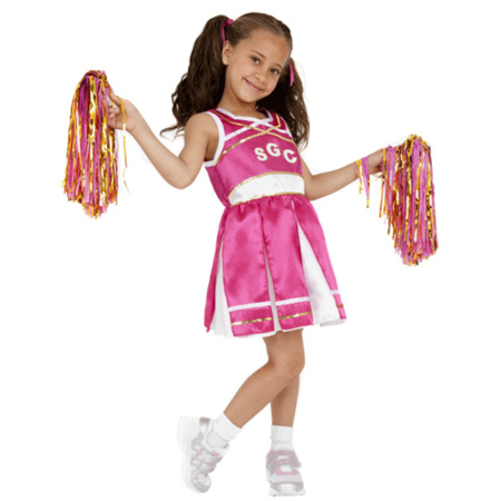 Roze cheerleader meisjes kostuums