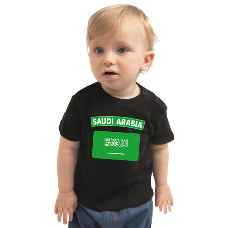 Saudi-Arabia t-shirt met vlag Saoedi-Arabie zwart voor babys