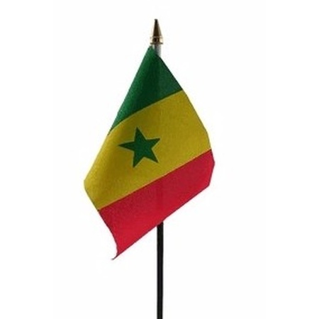 2x stuks Senegal tafelvlaggetjes 10 x 15 cm met standaard