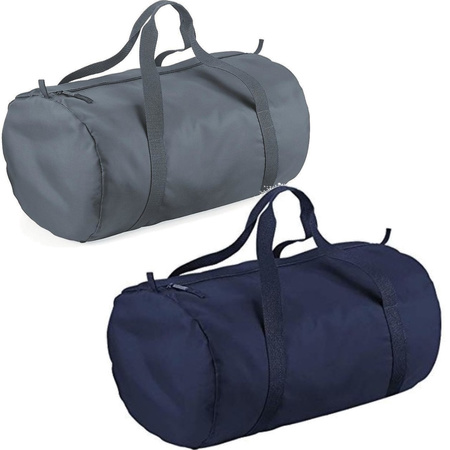 Set van 2x kleine sport/draag tassen 50 x 30 x 26 cm - Donkerblauw en Grijs