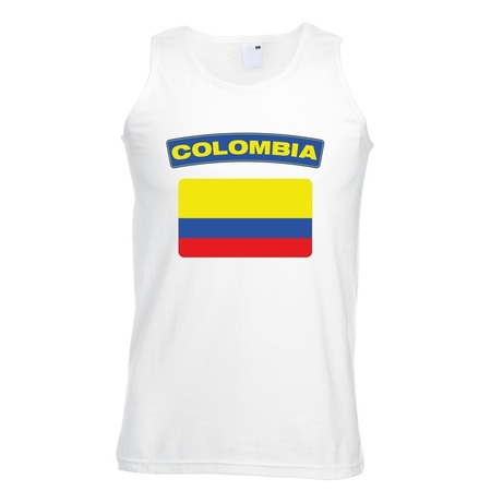 Singlet shirt/ tanktop Colombiaanse vlag wit heren