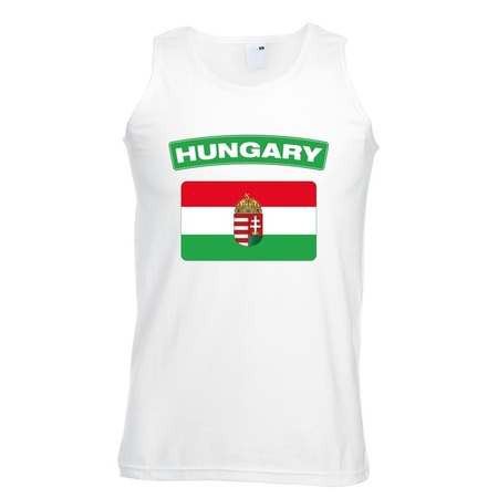 Singlet shirt/ tanktop Hongaarse vlag wit heren