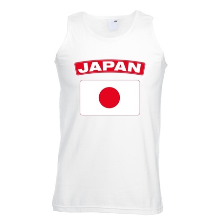 Singlet shirt/ tanktop Japanse vlag wit heren