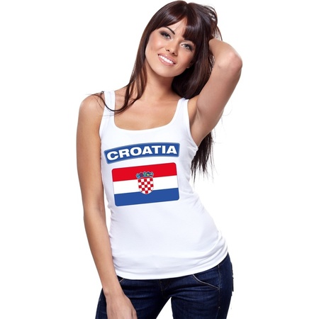 Singlet shirt/ tanktop Kroatische vlag wit dames