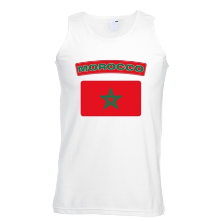 Singlet shirt/ tanktop Marokaanse vlag wit heren