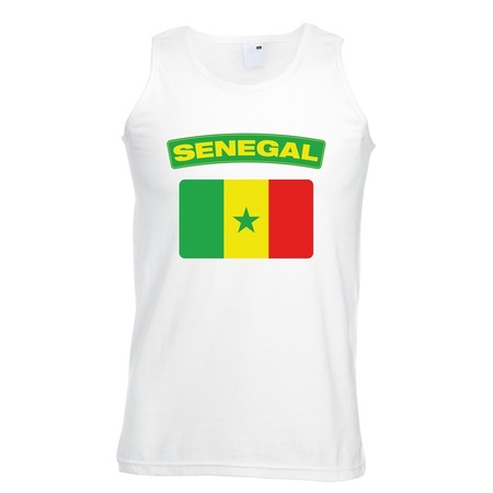 Singlet shirt/ tanktop Senegalese vlag wit heren