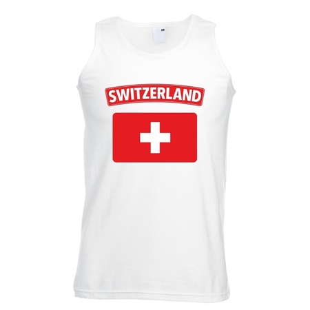 Singlet shirt/ tanktop Zwitserse vlag wit heren