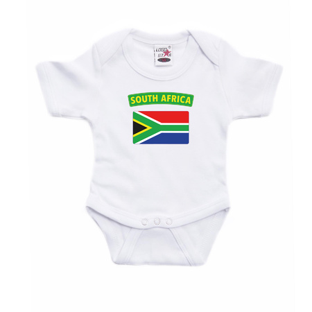 South-Africa romper met vlag Zuid-Afrika wit voor babys