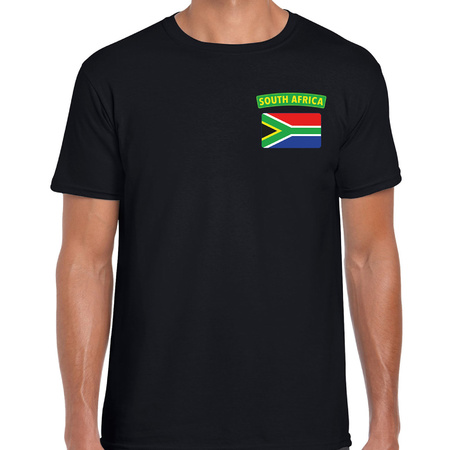 South-Africa t-shirt met vlag Zuid-Afrika zwart op borst voor heren