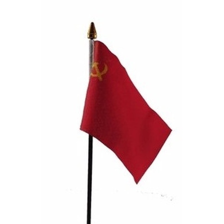 4x stuks sovjet Unie USSR tafelvlaggetje 10 x 15 cm met standaard
