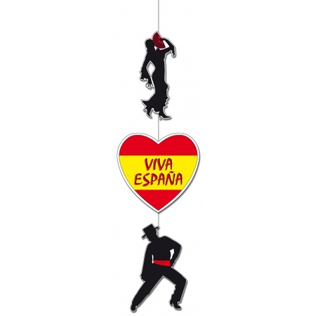 Spain flag hearts decorations set 6-parts 14 cm and 28 cm