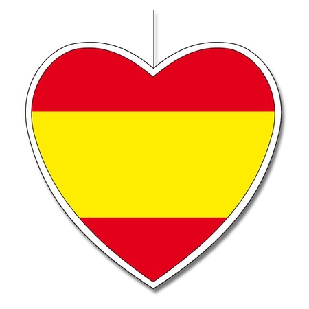 Spain flag hearts decorations set 6-parts 14 cm and 28 cm