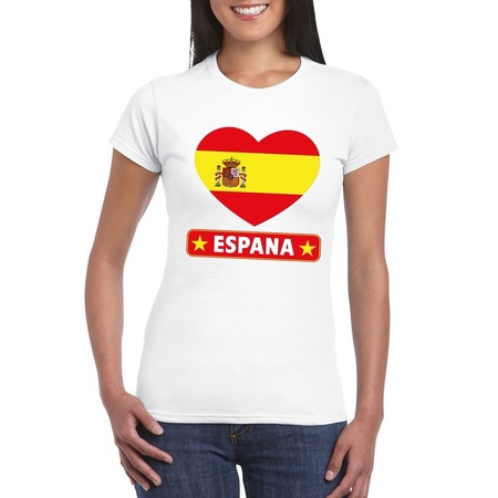 Spanje hart vlag t-shirt wit dames