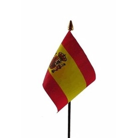 Spain mini flag on pole 10 x 15 cm