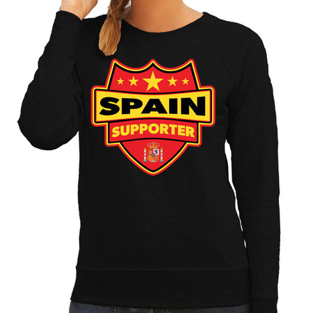 Spanje / Spain schild supporter sweater zwart voor dames