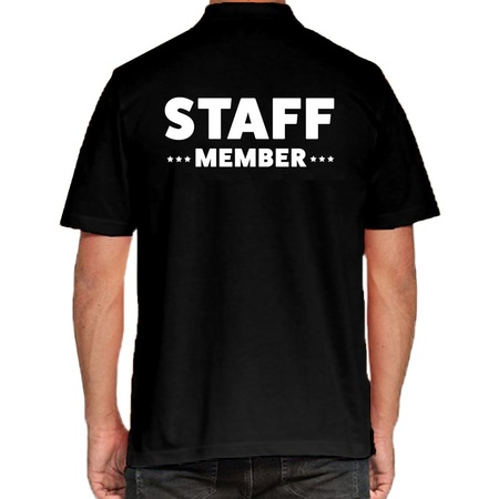 Staff member / personeel tekst polo shirt zwart voor heren