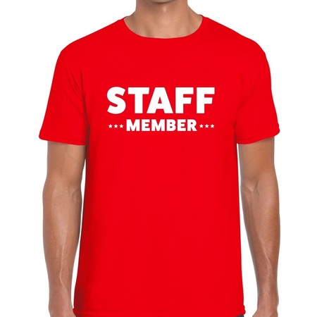 Staff member / personeel tekst t-shirt rood heren
