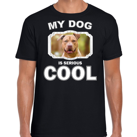 Staffordshire bull terrier honden t-shirt my dog is serious cool zwart voor heren
