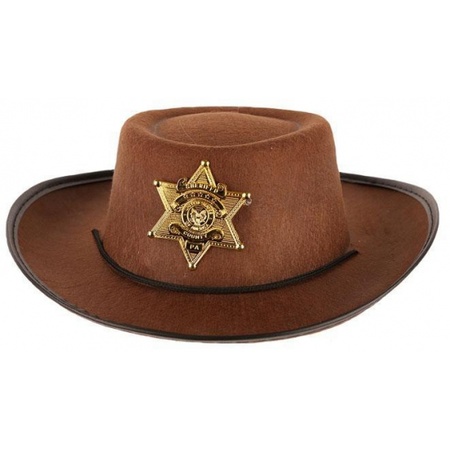 Cowboy hat brown and gun/holster for kids set