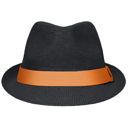 Zwart Al Capone hoedje met oranje band