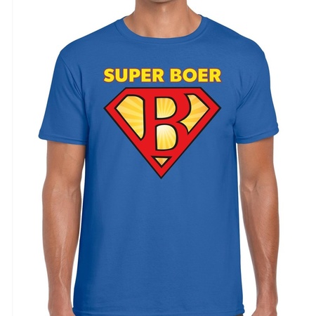 Super boer festival t-shirt blauw heren