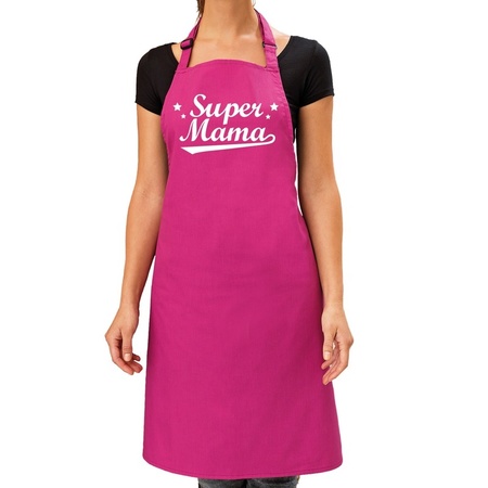 Super mama cadeau bbq/keuken schort roze dames