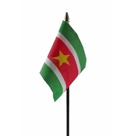 Suriname tafelvlaggetje 10 x 15 cm met standaard
