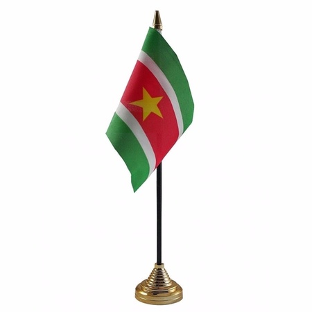 Suriname table flag 10 x 15 cm with base