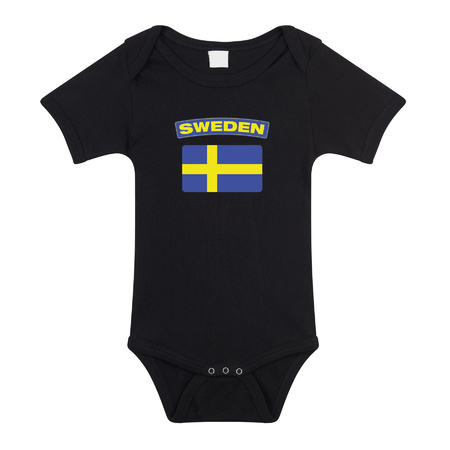 Sweden romper met vlag Zweden zwart voor babys