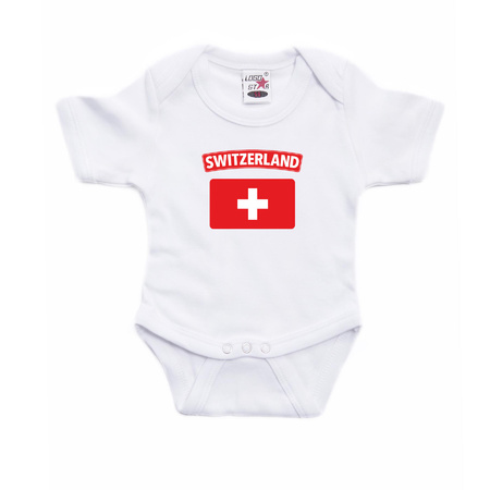 Switzerland romper met vlag Zwitserland wit voor babys