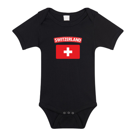 Switzerland present romper with flag black for babys