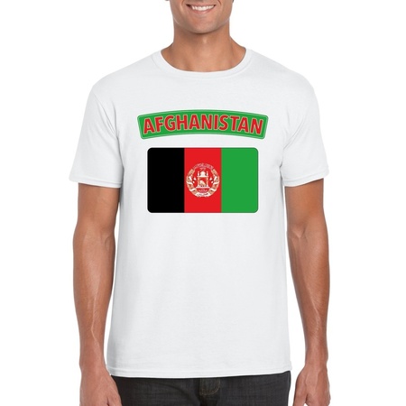 T-shirt met Afghaanse vlag wit heren