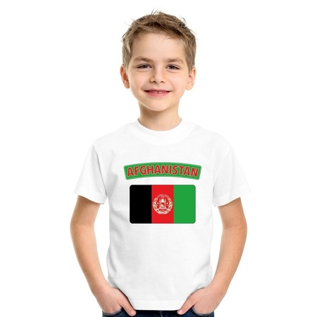 T-shirt met Afghaanse vlag wit kinderen