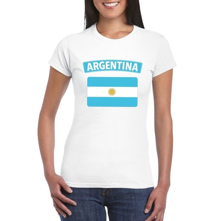 T-shirt met Argentijnse vlag wit dames