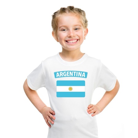 T-shirt met Argentijnse vlag wit kinderen