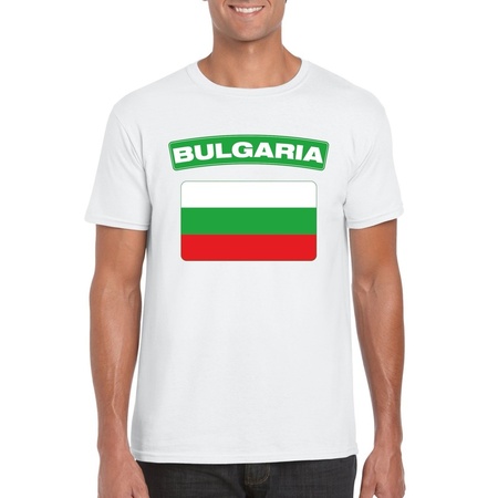 T-shirt met Bulgaarse vlag wit heren