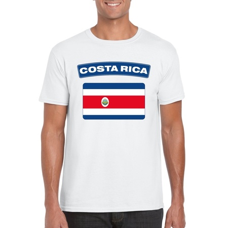 T-shirt met Costa Ricaanse vlag wit heren