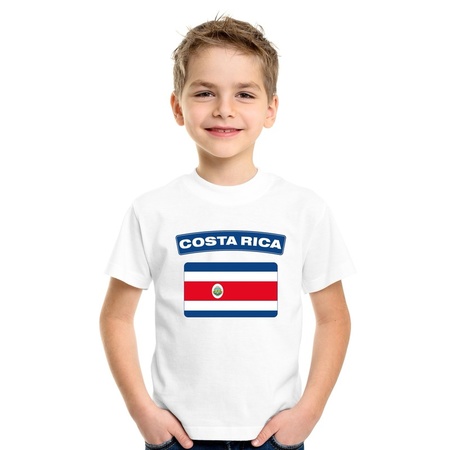 T-shirt met Costa Ricaanse vlag wit kinderen