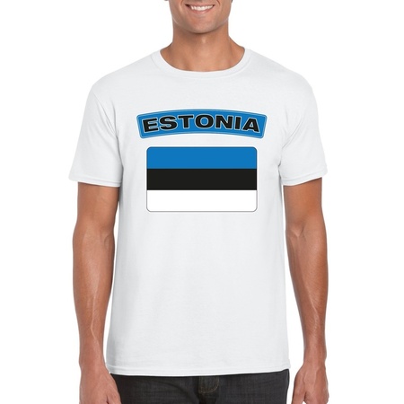 T-shirt met Estlandse vlag wit heren