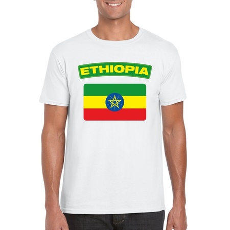 T-shirt met Ethiopische vlag wit heren