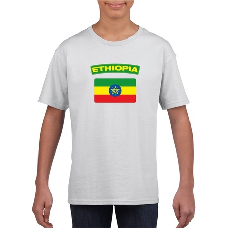 T-shirt met Ethiopische vlag wit kinderen