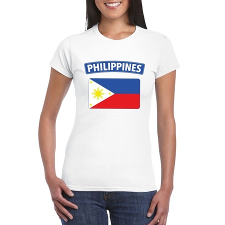 T-shirt met Filipijnse vlag wit dames
