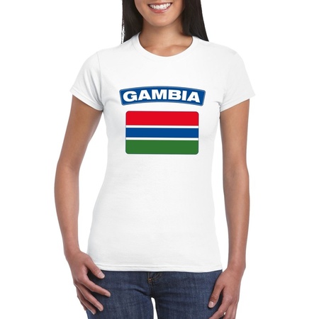 T-shirt met Gambiaanse vlag wit dames