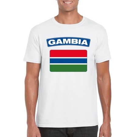 T-shirt met Gambiaanse vlag wit heren