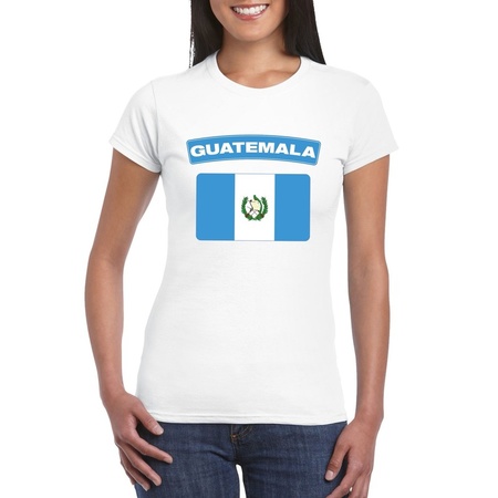 T-shirt met Guatemalaanse vlag wit dames